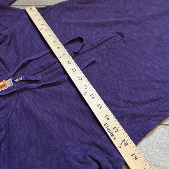 Lucy Hooded Half Zip Sweatshirt Y2K M Purple Reign Gym Yoga Kangaroo Pockets - Picture 9 of 10